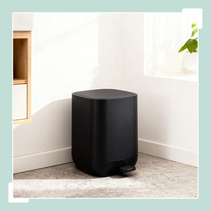 9L Square Pedal Bin, Plastic, Soft-Close Lid