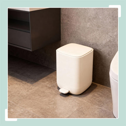 9L Square Pedal Bin, Plastic, Soft-Close Lid