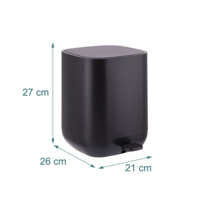 9L Square Pedal Bin, Plastic, Soft-Close Lid