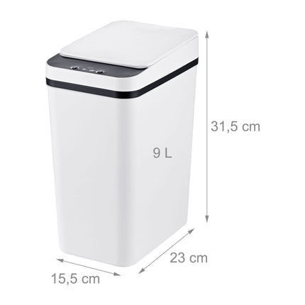 9L White Plastic Sensor Kitchen Bin