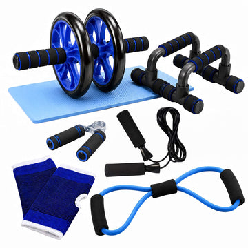 9-Piece Blue Fitness Equipment Set with Accessories