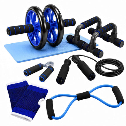 9-Piece Blue Fitness Equipment Set with Accessories