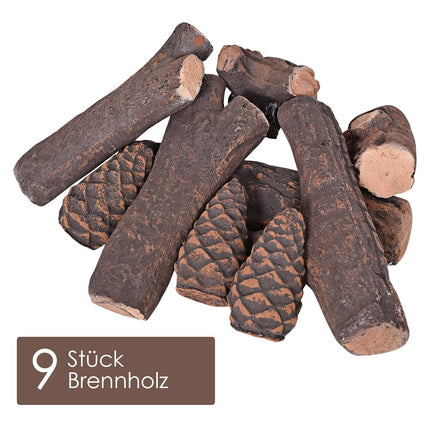 9-Piece Ceramic Fireplace Logs for Gas & Electric Fires