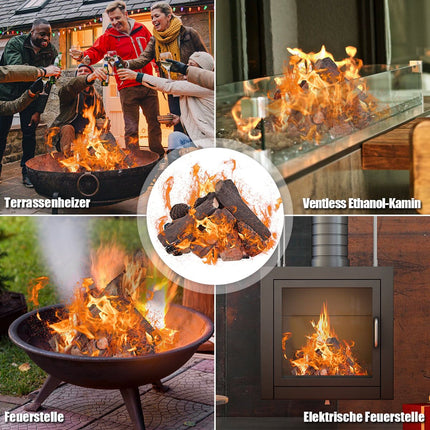 9-Piece Ceramic Fireplace Logs for Gas & Electric Fires