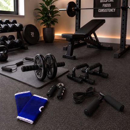 9-Piece Home Gym Fitness Set – Black