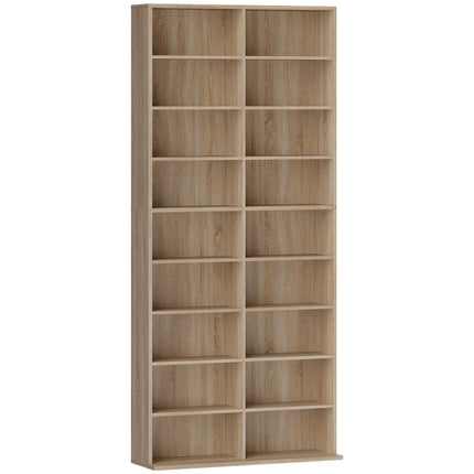 9-Tier DVD Shelf, 18 Compartments, Adjustable Shelves