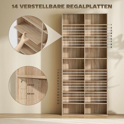 9-Tier DVD Shelf, 18 Compartments, Adjustable Shelves