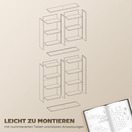 9-Tier DVD Shelf, 18 Compartments, Adjustable Shelves