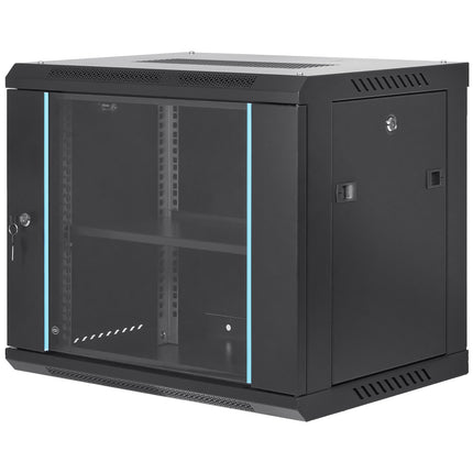 9U Wall Mount Server Cabinet, 19-Inch Locking Glass Door