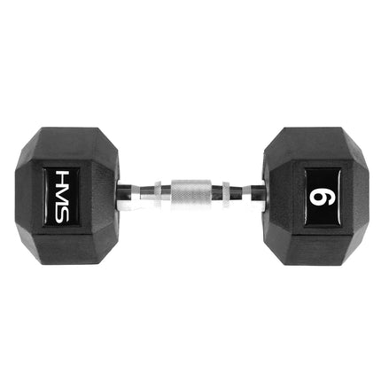 9 kg Rubber Hex Dumbbell, Knurled Grip Handle