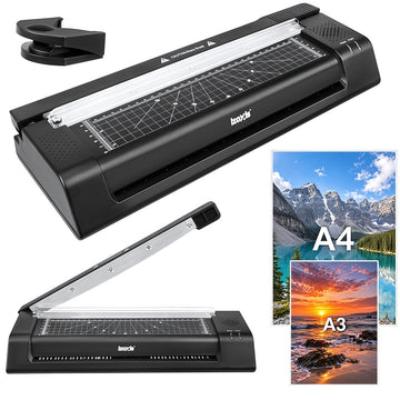 A3 Laminator 430 W with Guillotine and Corner Rounder, 110 Pouches, Hot/Cold