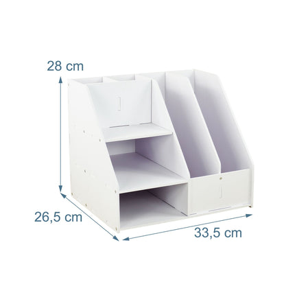 A4 Desk Organizer with Compartments – White MDF