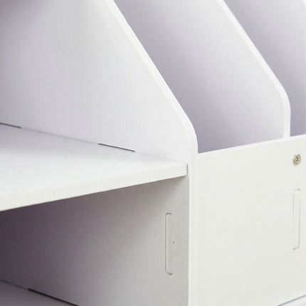A4 Desk Organizer with Compartments – White MDF