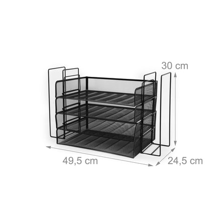 A4 Letter Tray Organizer, Metal Mesh, 4 Compartments