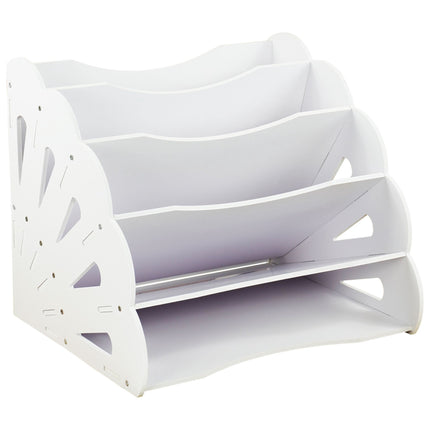 A4 MDF Desk Organiser, 5 Compartments - White