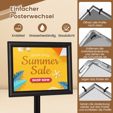 A4 Poster Stand 2-Pack, Adjustable Height, Black