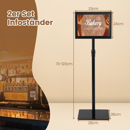 A4 Poster Stand 2-Pack, Adjustable Height, Black