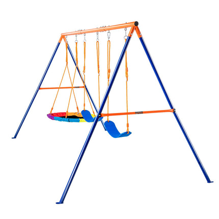 A-Frame Backyard Swing Set, 600 lb, Saucer and 2 Belts