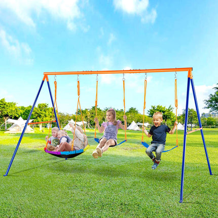 A-Frame Backyard Swing Set, 600 lb, Saucer and 2 Belts