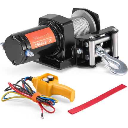 ATV Electric Winch 2000 lb, Steel Cable, Wired Remote