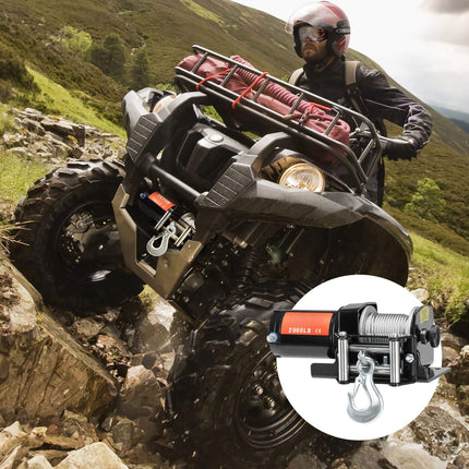 ATV Electric Winch 2000 lb, Steel Cable, Wired Remote