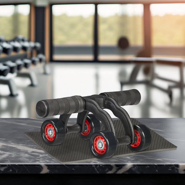 Ab Roller 4-wiel met kniemat voor core-training