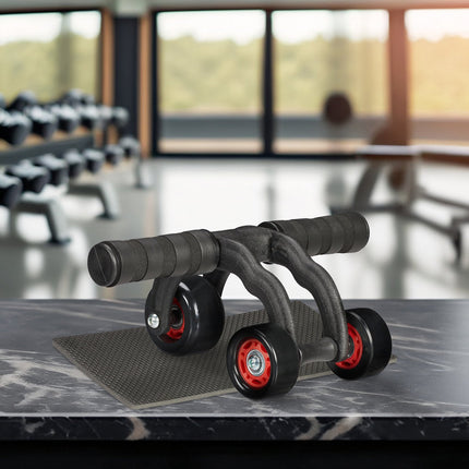 Ab Roller with Knee Mat – 3-Wheel Stability Trainer