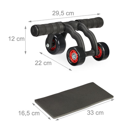 Ab Roller with Knee Mat – 3-Wheel Stability Trainer