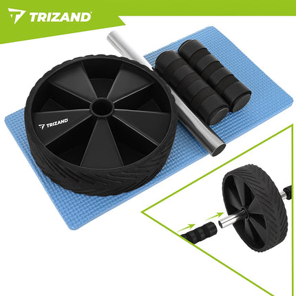 Ab Roller with Non-Slip Handles and Knee Mat, 28 cm