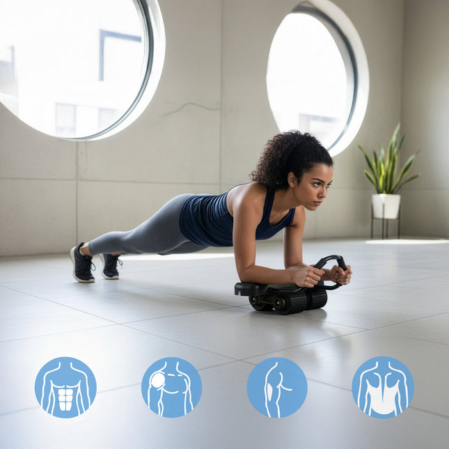 Buikspiertrainer met LCD-scherm, automatische terugkeerfunctie en telefoonhouder