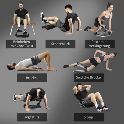 Collapsible abdominal training with cushion, adjustable height, steel