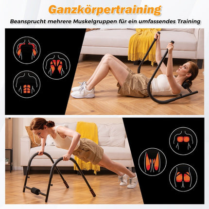 Abdominal trainer with padded headrest, foldable AB trainer, abdominal muscle trainer, abdominal training device, black