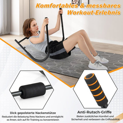 Abdominal trainer with padded headrest, foldable AB trainer, abdominal muscle trainer, abdominal training device, black