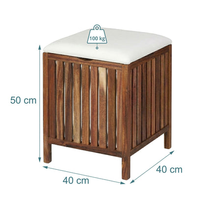 Acacia Laundry Basket with Seat, 50L Capacity