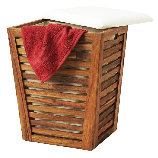 Acacia Laundry Hamper with Seat, 50L Capacity