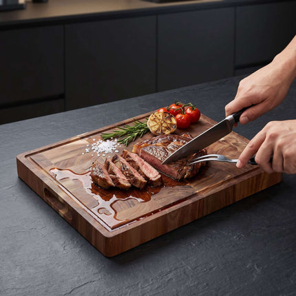 Acacia Wood Chopping Board with Juice Groove, 40x32 cm