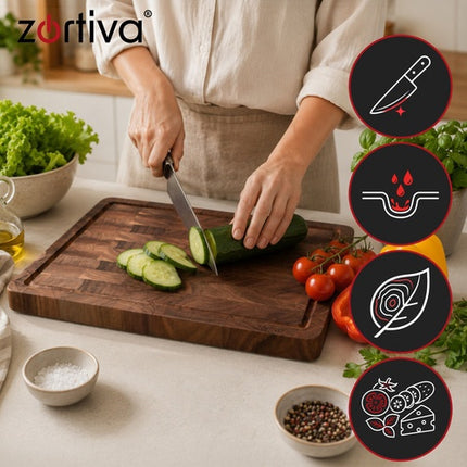 Acacia Wood Cutting Board, Large 43x33 cm, Juice Groove