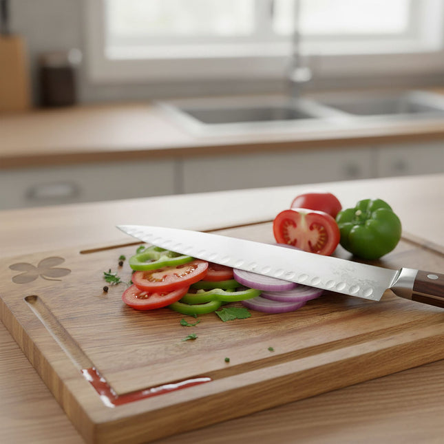 Acacia Wood Cutting Boards Set with Stand – 3 Pieces
