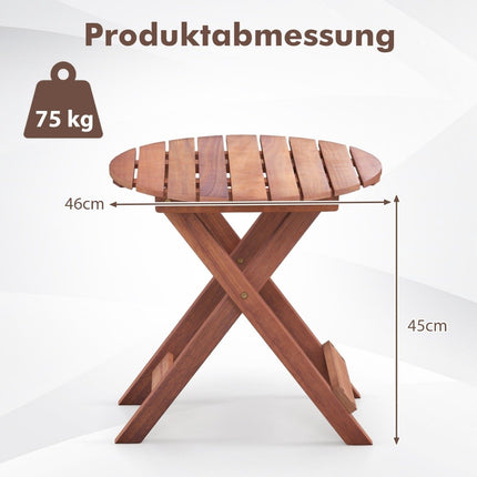 Acacia Wood Folding Side Table – Round, 46x46x45 cm