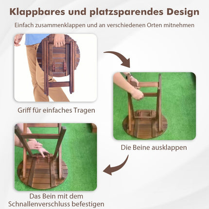 Acacia Wood Folding Side Table – Round, 46x46x45 cm