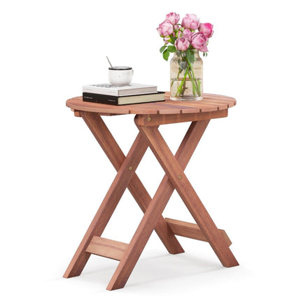 Acacia Wood Folding Side Table – Round, 46x46x45 cm