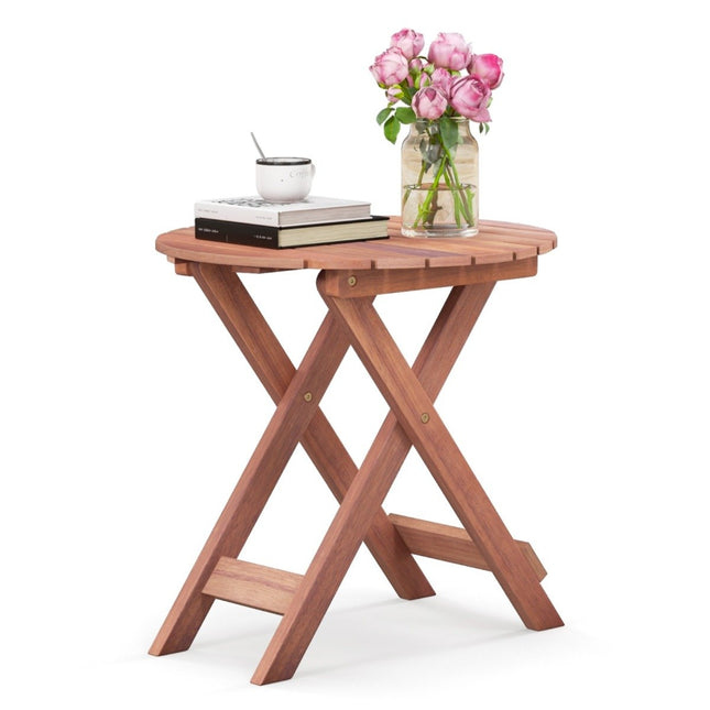 Acacia Wood Folding Side Table – Round, 46x46x45 cm