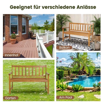 Acacia Wood Garden Bench, 360kg Capacity, 2-Seater