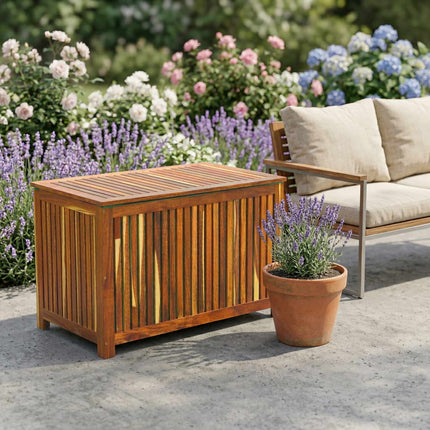 Acacia Wood Garden Storage Chest with Waterproof Liner