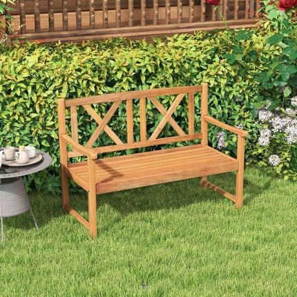 Acacia Wood Outdoor Bench, 2-Person, 800 lb Capacity