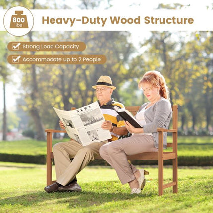 Acacia Wood Outdoor Bench, 2-Person, 800 lb Capacity