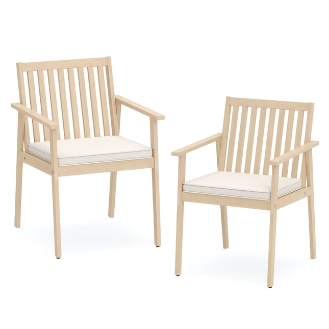 Acacia Wood Outdoor Chairs Set, Cushioned, 180kg Capacity