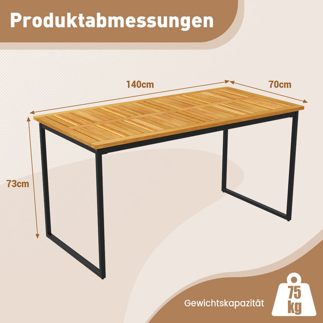 Acacia Wood Outdoor Dining Table for 6 with Umbrella Hole