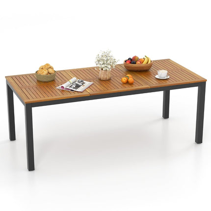Acacia Wood Outdoor Dining Table for 8, 200x90 cm