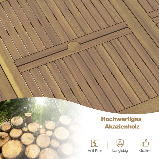 Acacia Wood Outdoor Dining Table for 8, 200x90 cm